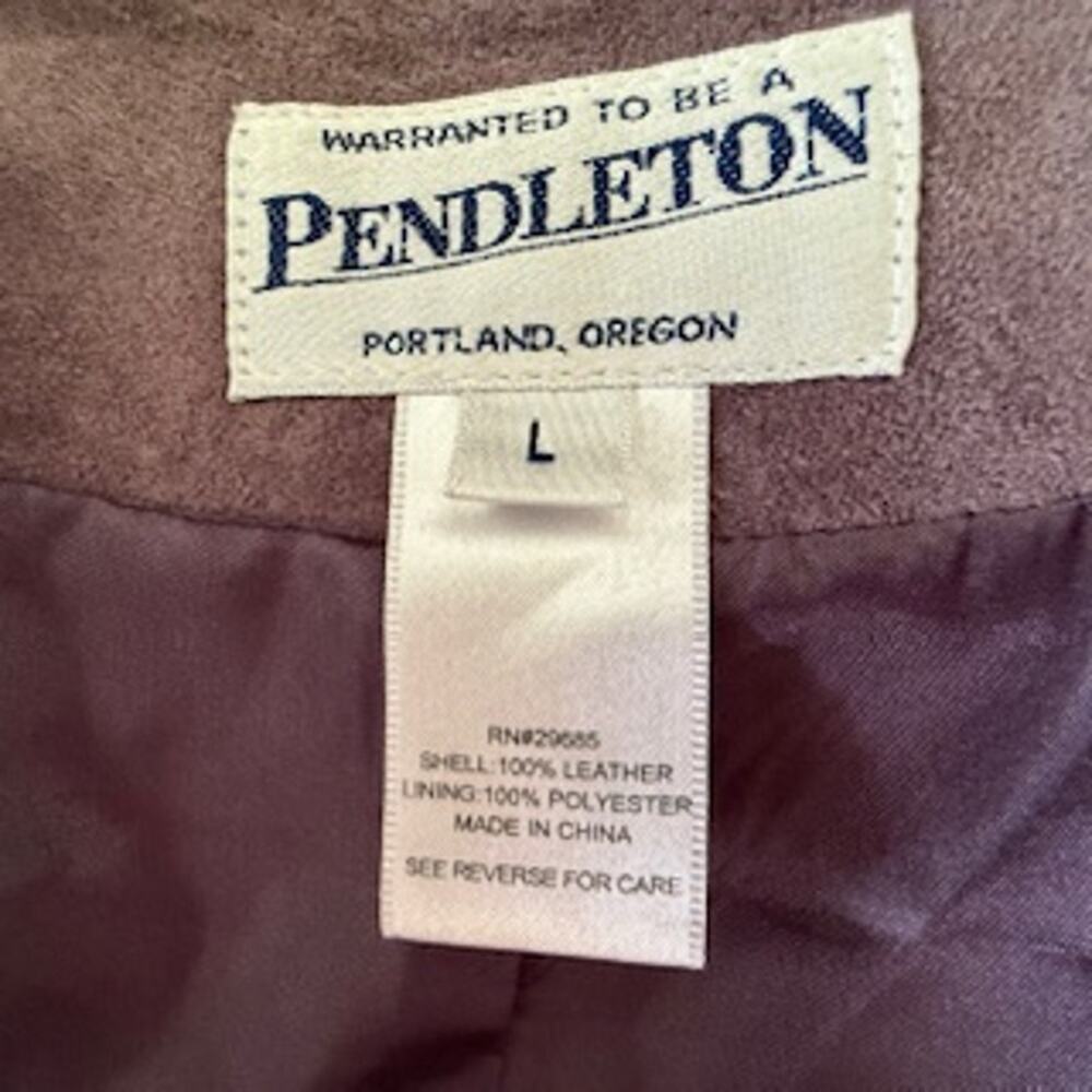 Pendleton Purple Suede Coat Button Front Large Lo… - image 2